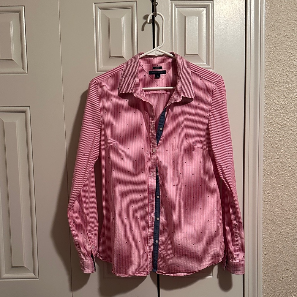 Tommy Hilfiger Red and White Striped Shirt